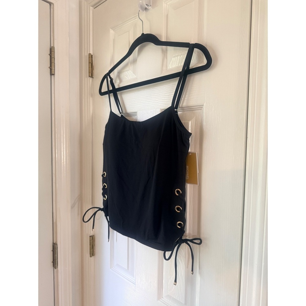 Michael Kors Womens Grommet Detail Tankini Top Black MM30322 New SMALL - Picture 3 of 5